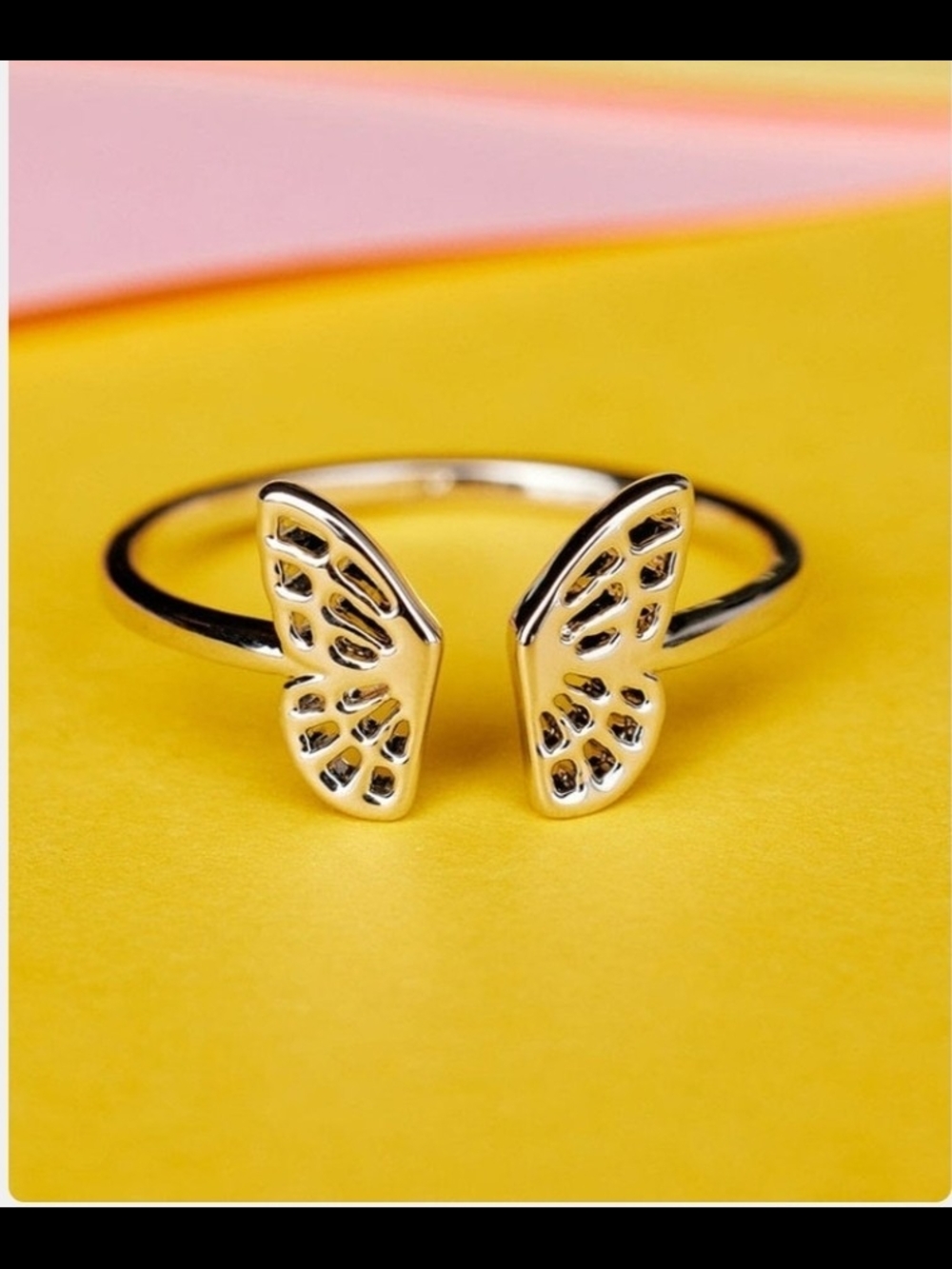 Pura Vida Silver Butterfly Wing Open Ring